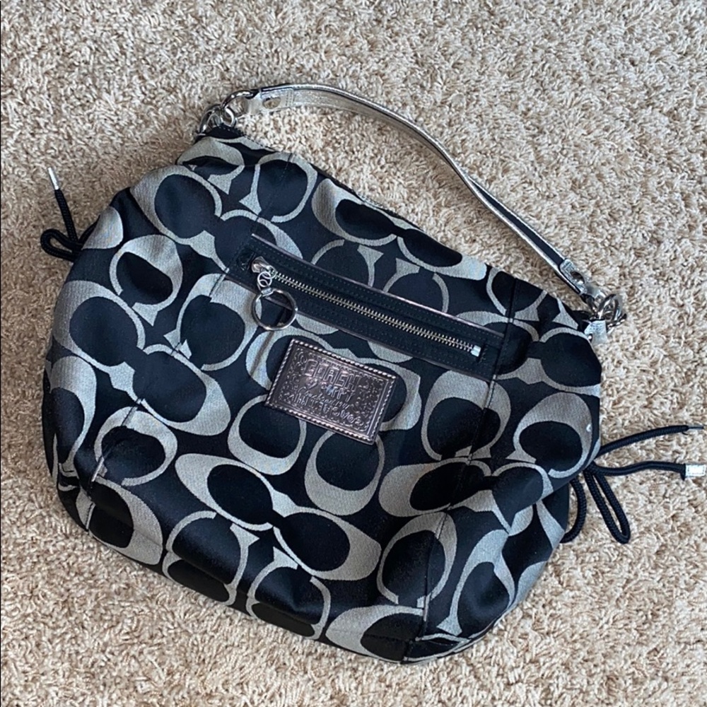 Black and Grey Coach Purse w/ free matching wallet